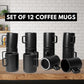 Set of 12 Matte Black Coffee Mugs – 12oz Ceramic Cups for Coffee & Tea