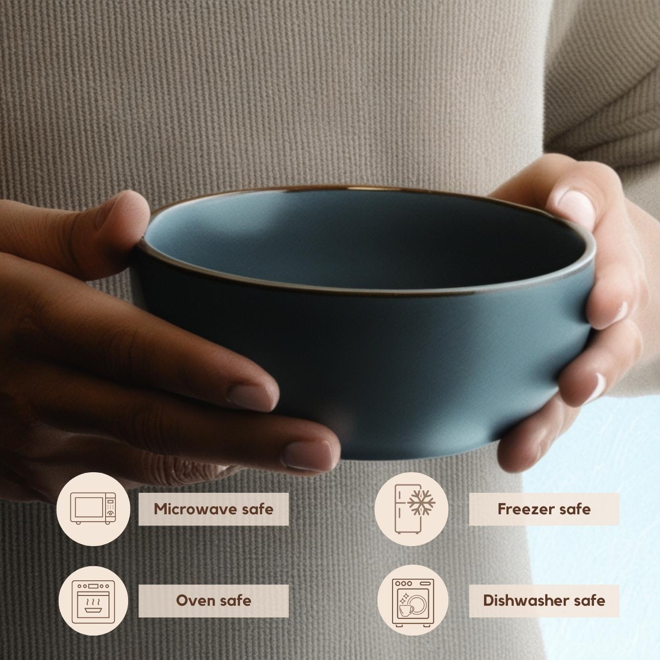 Set of 4 White Ceramic Bowls – 18oz Porcelain Cereal, Rice & Snack Bowls