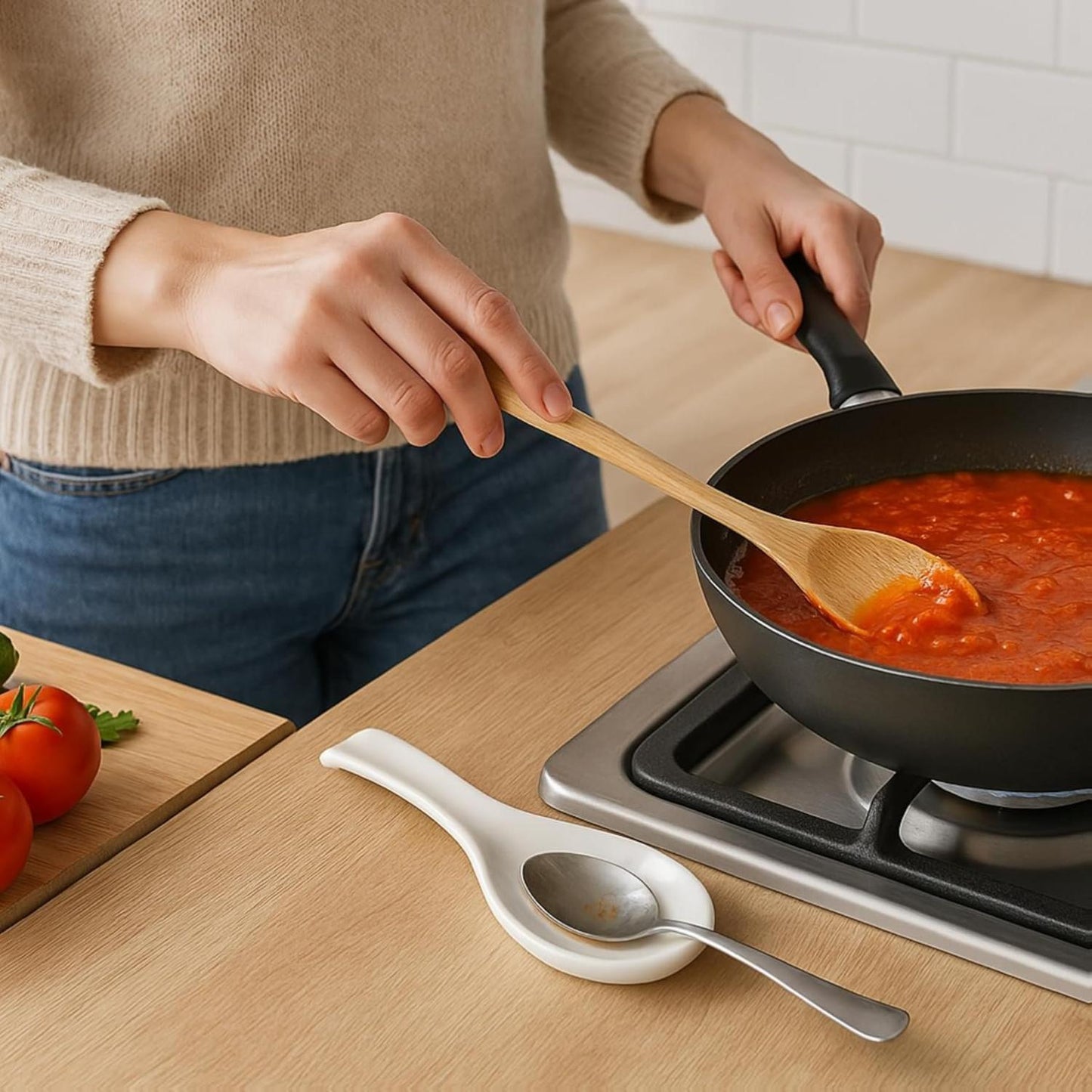 Set of 10 Ceramic Spoon Rests – 10in Large Porcelain Holders for Kitchen