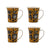 Set of 4 Ceramic Espresso Mugs – 8oz Multicolor Coffee Bean Print Cups