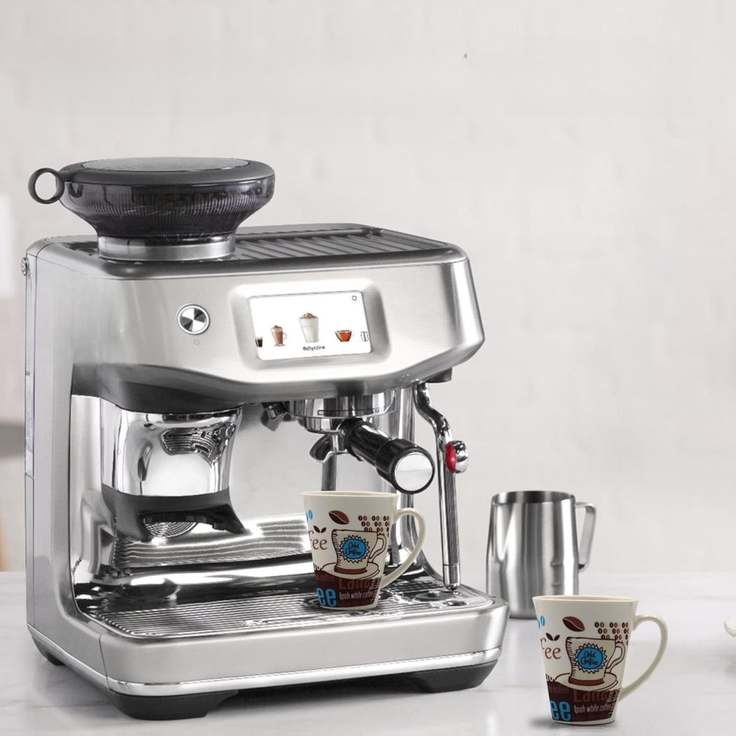 Set of 4 Decorative Ceramic Coffee Mugs – 10oz Typography Design Cups