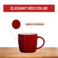 Set of 2 Large Ceramic Coffee Mugs – Red 12oz Latte & Cappuccino Cups