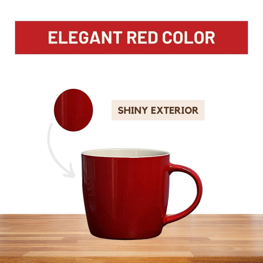 Set of 2 Large Ceramic Coffee Mugs – Red 12oz Latte & Cappuccino Cups