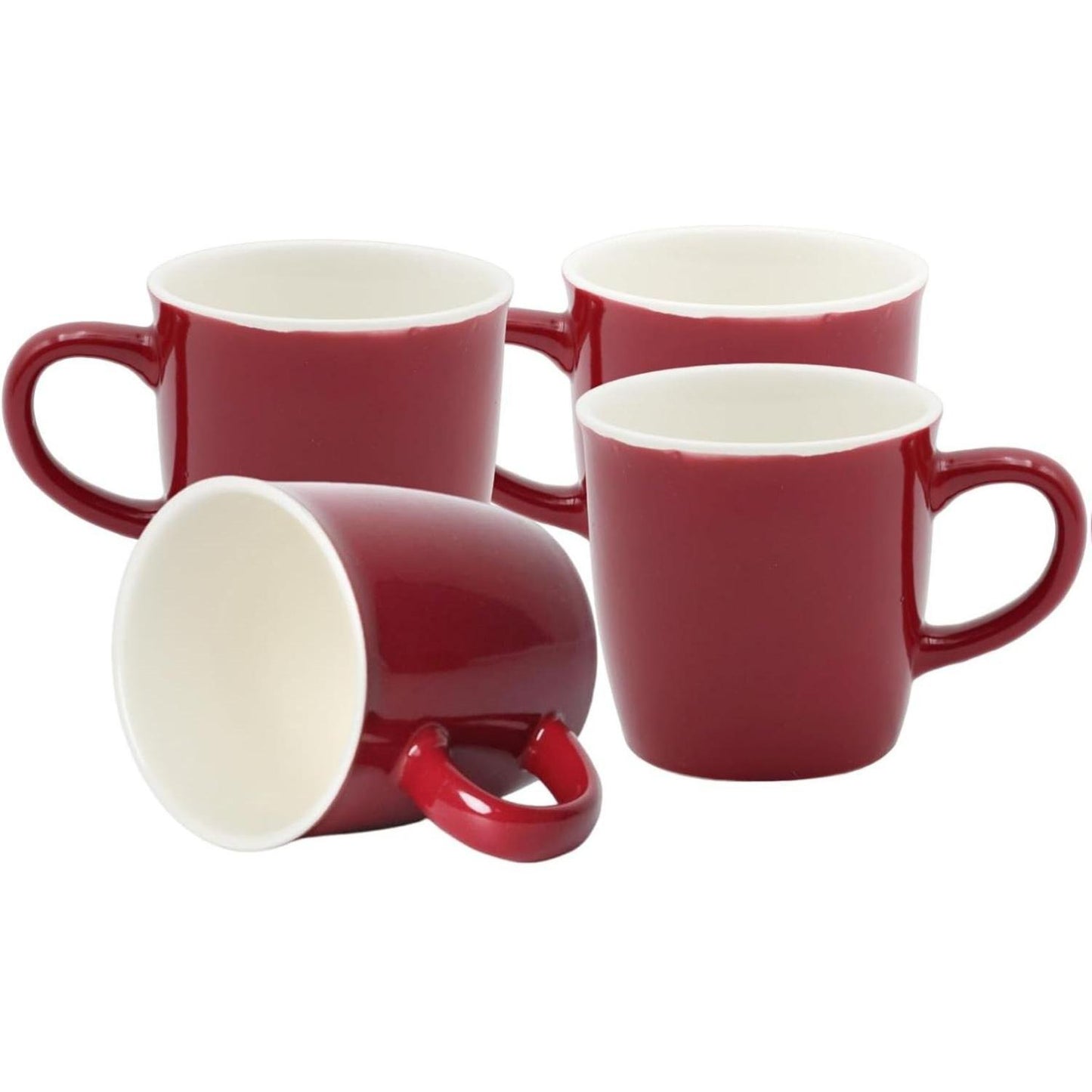 Set of 12 Red Ceramic Mugs – 8oz Durable Porcelain Coffee Cups
