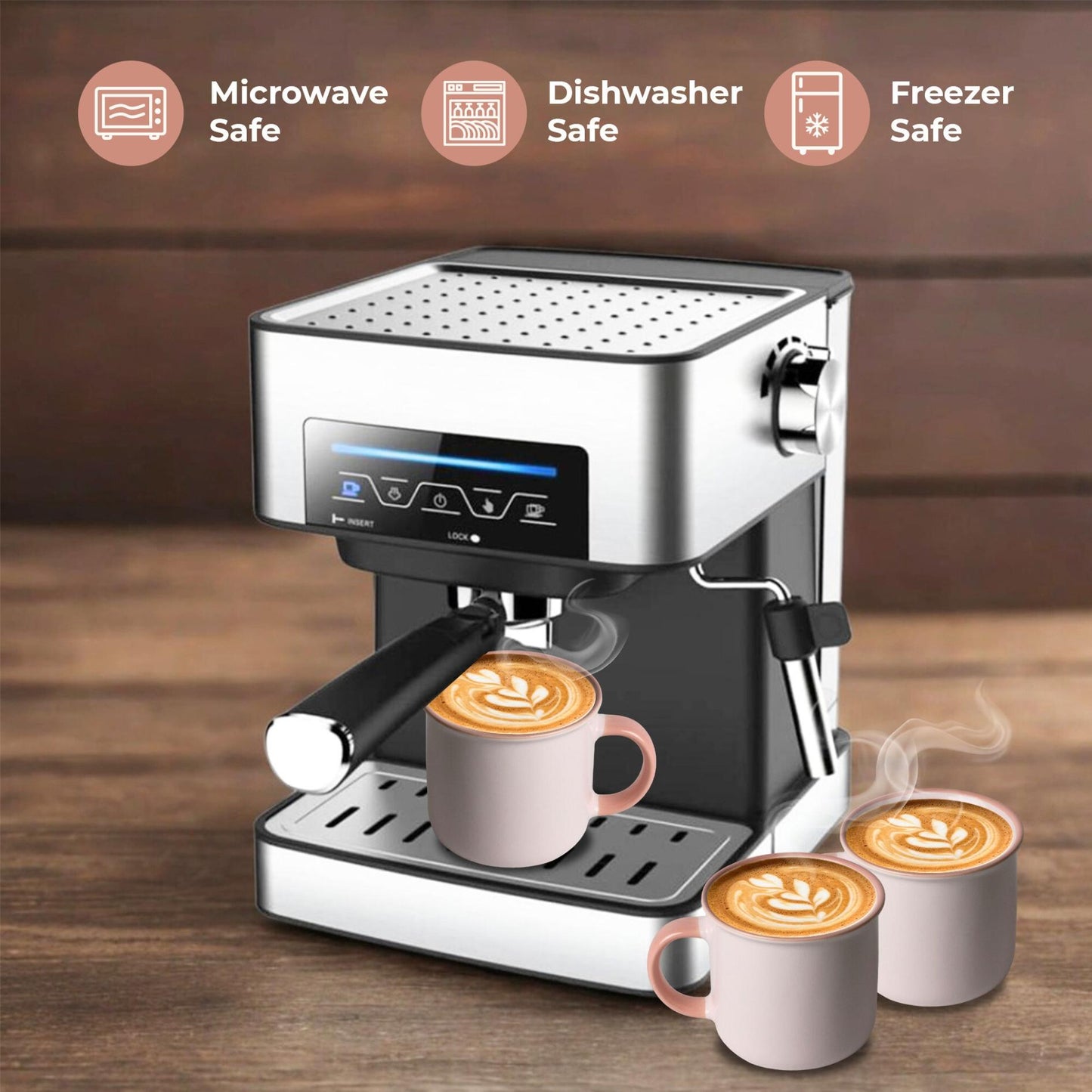 Ceramic Coffee Mugs Set of 6 – 12oz Baby Pink Cups with Handle