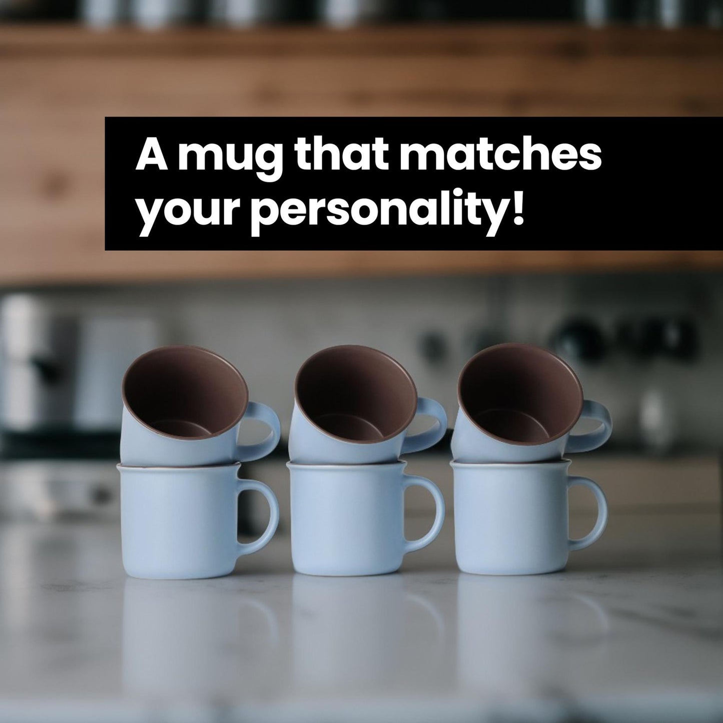 Set of 6 Blue Ceramic Coffee Mugs – 12oz Curved Lip Cappuccino Cups