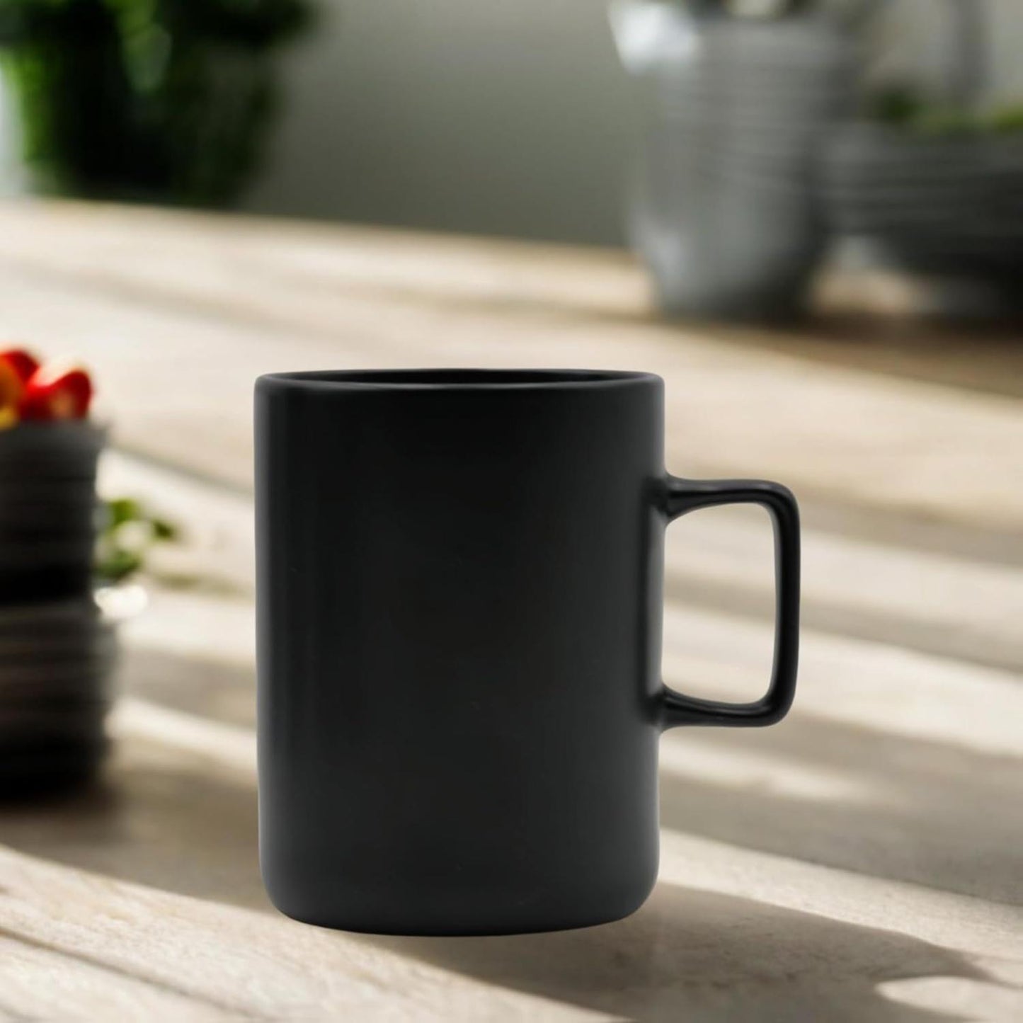 Set of 12 Matte Black Coffee Mugs – 12oz Ceramic Cups for Coffee & Tea